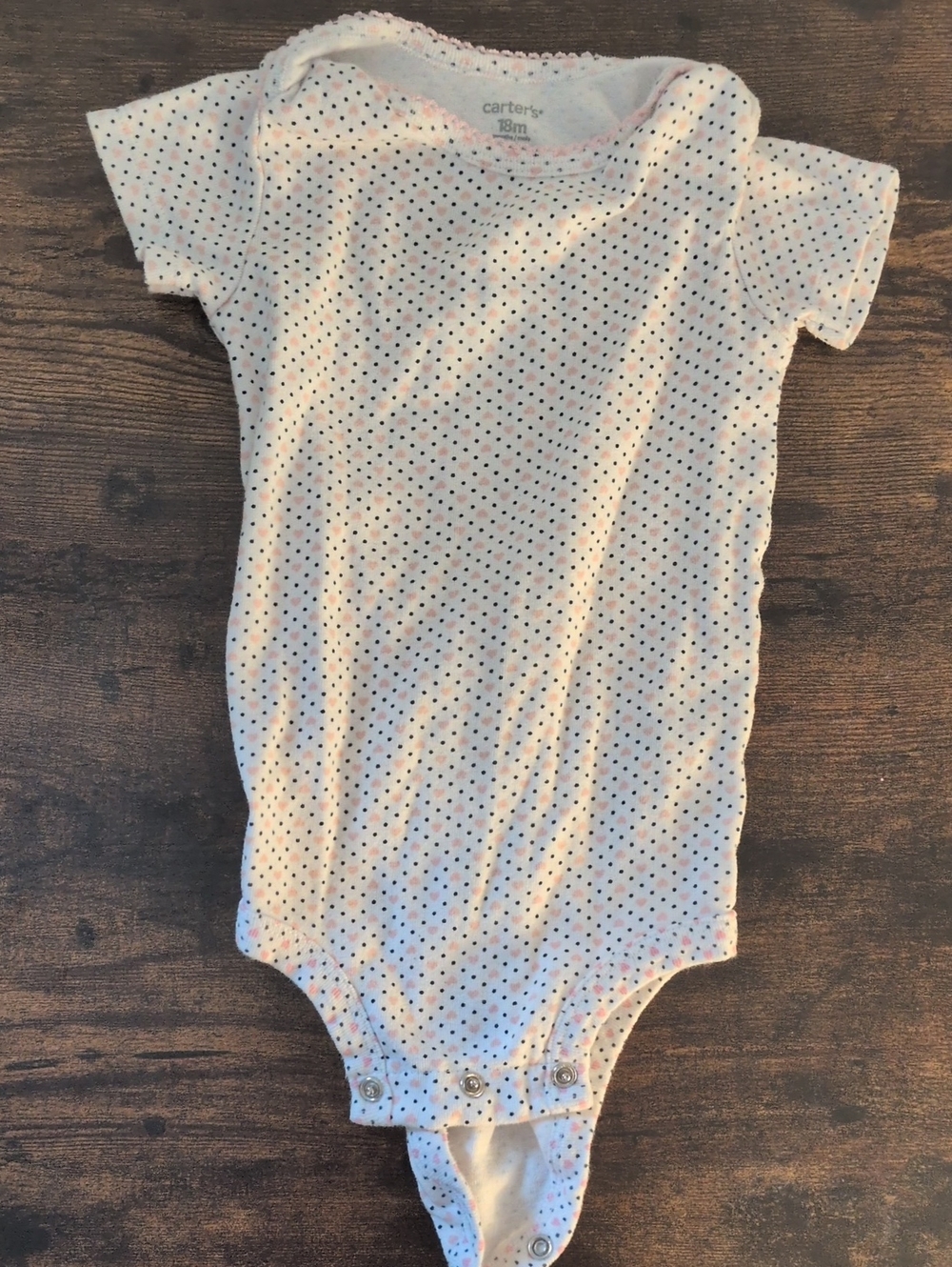 5/$25 Carter's White Polka Dot Short-Sleeve Onesie Bodysuit 18M